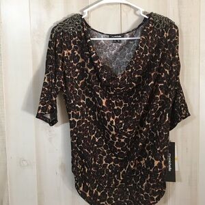 My Michelle Animal Print Blouse Size M